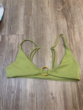 Source Unknown Olive Green Ribbed Bikini Top with Gold Ring